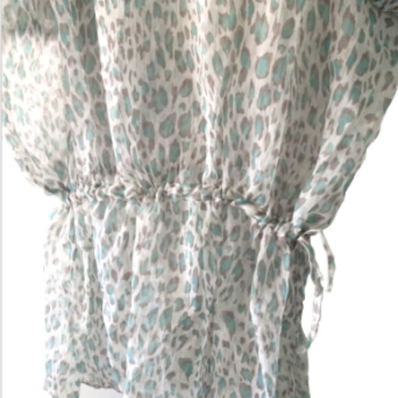 Women's Top/Cover-Up Sz Med Sheer drawstring waist beaded V-Neck/Cold Shoulder - Picture 8 of 12